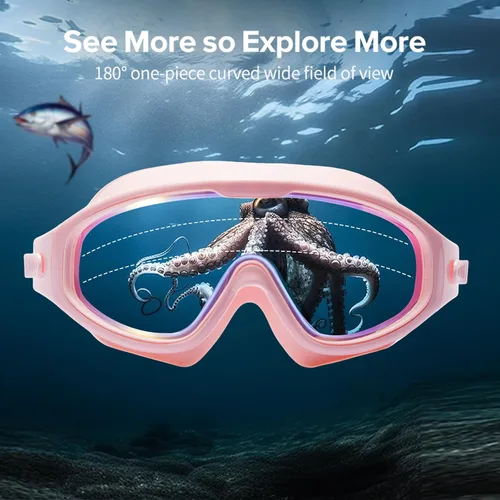 Miniatura 5 de Gafas de natación para adultos, a prueba de fugas, gafas de piscina antivaho, gafas de natación de visión amplia con tapones para los oídos y clip