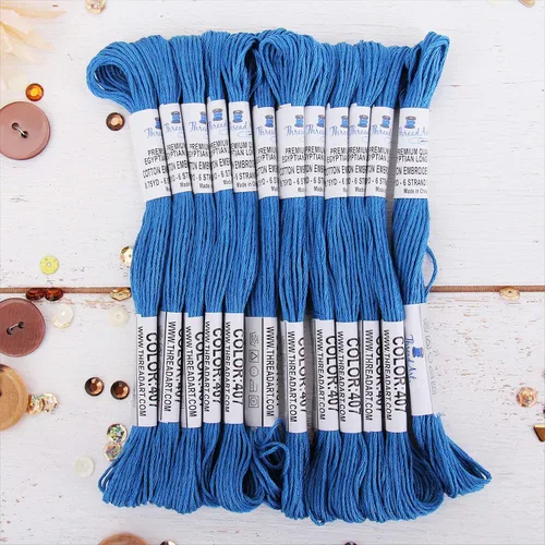 Miniatura 22 de 12 madejas ThreadArt Premium de hilo de bordar de algodón egipcio de fibra larga Gris antiguo 6 hilos divisibles de 8.75 yardas cada uno