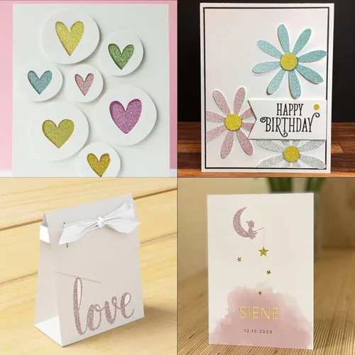 Miniatura 7 de Simetufy Cartulina con purpurina, 40 hojas en 20 colores, cartulina premium para Cricut, manualidades y proyectos de bricolaje, papel brillante