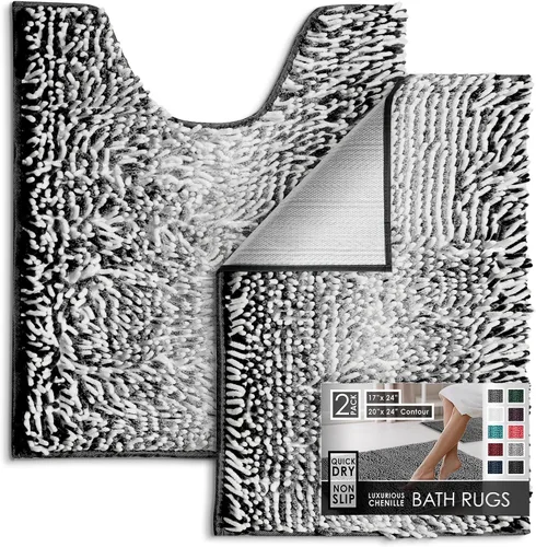 Miniatura 59 de Hearth & Harbor Alfombras de baño, tapete de baño de chenilla - Alfombras de baño lavables a máquina para baño con respaldo antideslizante de goma