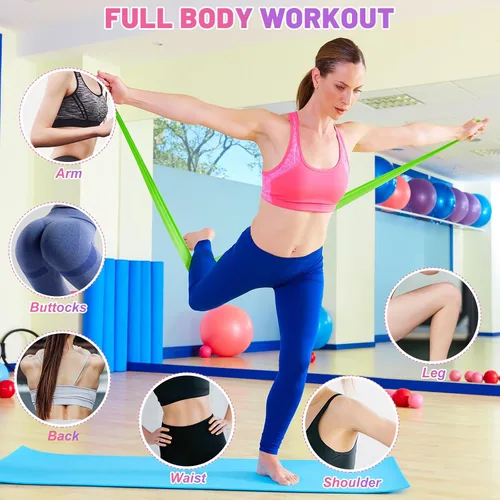 Miniatura 5 de 5 bandas de resistencia, bandas elásticas profesionales de ejercicio para fitness, yoga, pilates, estiramiento, entrenamiento de fuerza, bandas