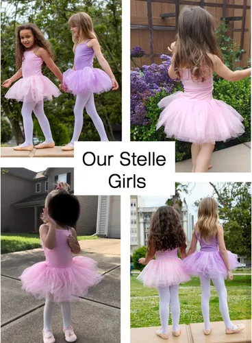 Miniatura 5 de Stelle - Vestido de bailarina para niña, con leotardo, estilo canesú, para gimnasia o ballet (para niñas pequeñas y grandes)
