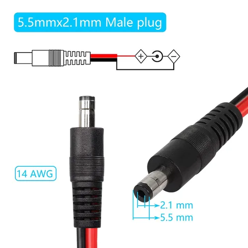 Miniatura 4 de CERRXIAN 1FT DC5521 Power Pigtails Cable macho y hembra