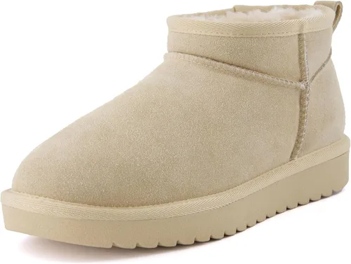 Miniatura 27 de CUSHIONAIRE, Hip 2 - Botas de nieve de gamuza auténtica para mujer, sin cordones, con cómodo forro de piel de oveja sintética + espuma viscoelástica