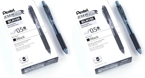 Miniatura 8 de Pentel EnerGel-X - Lapicera de gel líquido retráctil, punta de 0,7 mm de metal, trazo medio, 3 unidades, Negro