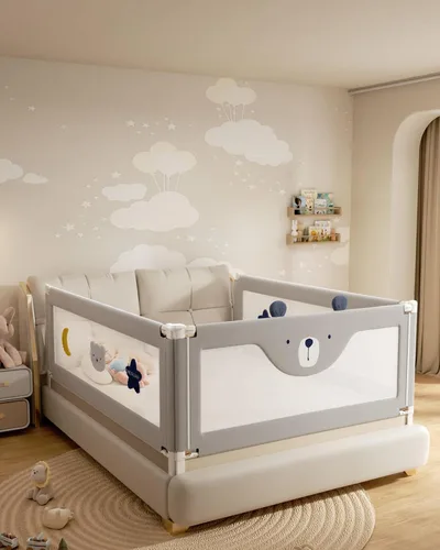 Miniatura 13 de Barandilla protectora para cama de bebé para niños pequeños, rieles reforzados de 54 pulgadas para cama completa con altura ajustable, barandilla
