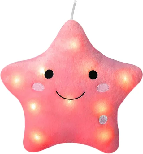 Miniatura 18 de Almohada de estrella brillante de 13.8 pulgadas, almohada de felpa de estrella LED con luces nocturnas coloridas, juguete de estrella suave y Azul