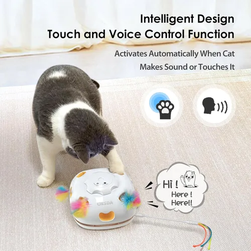 Miniatura 5 de ORSDA Juguetes interactivos 4 en 1 para gatos - Juguetes automáticos para gatos de interior y gatitos, ratones de 8 agujeros Whack-A-Mole, juego