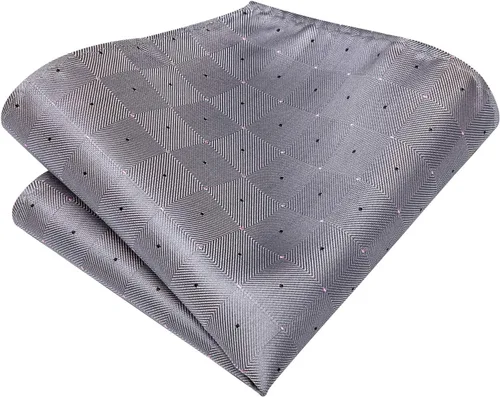 Miniatura 209 de Hi-Tie Corbata clásica de cachemira para hombre con pañuelo y gemelos a cuadros