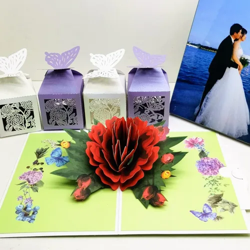Miniatura 5 de Paquete de 5 tarjetas emergentes de flores, tarjetas de felicitación 3D, surtido para mujeres u hombres en todas las ocasiones, aniversario, día