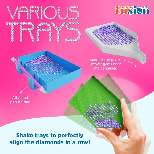 Miniatura 5 de Craft Fusion Herramientas y accesorios de pintura de diamantes, kits de arte de diamantes para adultos y niños, suministros de arte de gemas