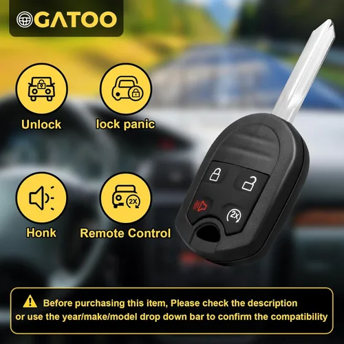 Miniatura 2 de Llavero de Reemplazo Compatible con Ford F250 F350 F450 F550 Super Duty Flex Explorer 2011 2012 2013 2014 2015 2016 2017 2018 2019 Control Remoto