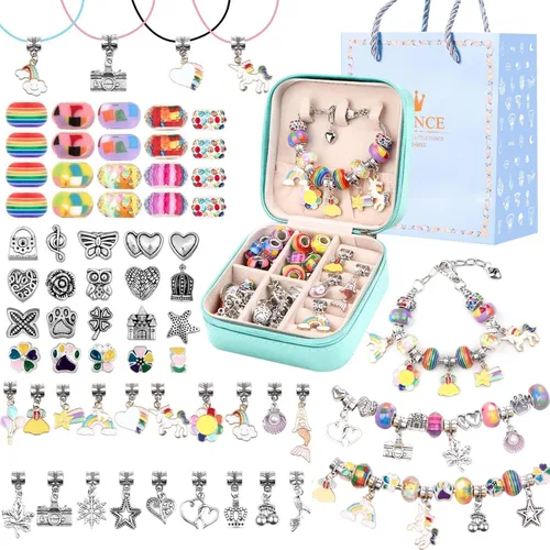 Miniatura 12 de UFU Kit de fabricación de pulseras con dijes, kit de fabricación de joyas, regalo para niñas de 5, 6, 7, 8 a 12, un dulce regalo de cumpleaños