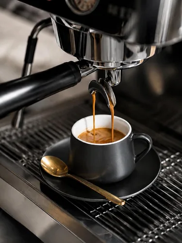 Miniatura 3 de YHOSSEUN Juego de 6 Tazas de Café Espresso de Cerámica, Tazas de Shots de Espresso de 4 Oz con Soporte, Platillos y Cucharas, Tazas Pequeñas de Café