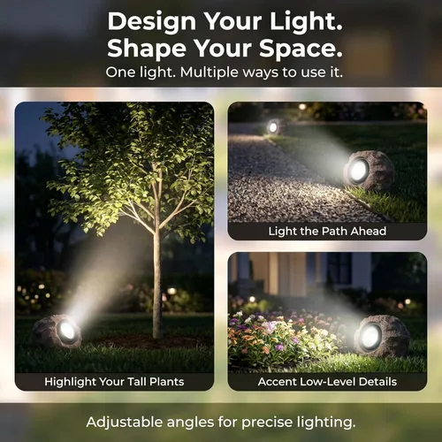 Miniatura 5 de Candieslife Luces Solares de Jardín para Exteriores - Foco Solar LED Impermeable IP65, Luces de Paisaje Alimentadas por Energía Solar, Luz 4Pack-Rock