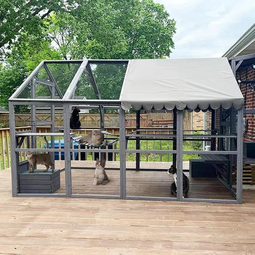 Miniatura 17 de Aivituvin Window Catio Outdoor Cat Enclosure Super Large Walk in Cat House with 6 Platforms and 2 Scratching Posts for Cats,104" L x 34" W x 69.5" H