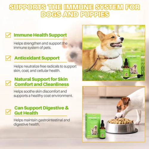 Miniatura 3 de Gotas de aceite de orégano para perros y cachorros, apoyo inmunológico natural para perros, aceite orgánico de gotas de orégano, apoyo para la salud