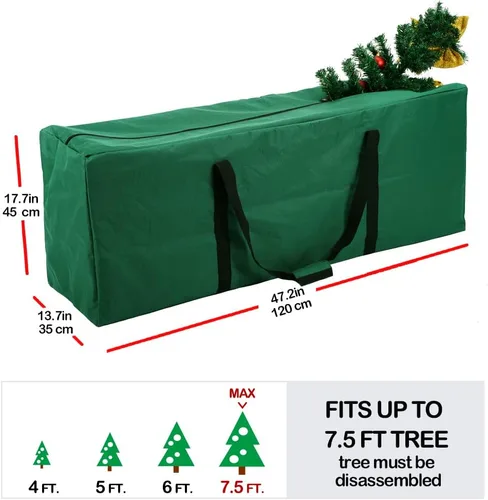 Miniatura 5 de INFANZIA Bolsa de almacenamiento para árbol de Navidad se adapta a árboles artificiales desmontados de hasta 75 pies contenedor duradero para árbol
