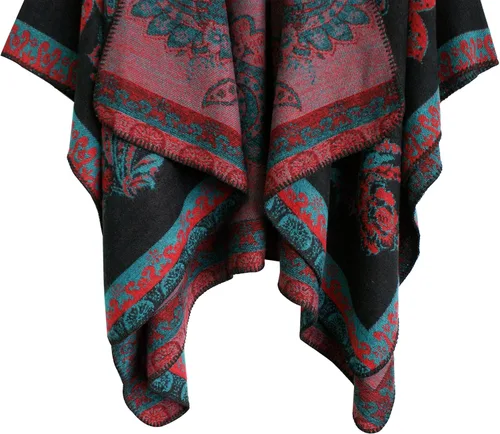 Miniatura 125 de Urban CoCo Poncho de colores para mujer, chal con frente abierto, color en bloques