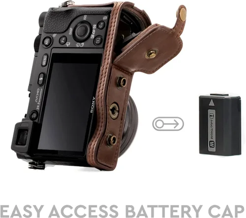 Miniatura 4 de MegaGear "Ever Ready" - Funda de piel para cámara, fácil de instalar, trípode y accesorio periférico, compatible con Sony Alpha A6000, A6300