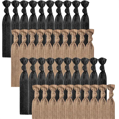 Miniatura 9 de 79Style Accesorios para el cabello de tela elástica para mujeres, 125 soportes para cola de caballo con cinta anudada, bandas para el pelo de tela