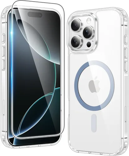 Miniatura 1023 de FNTCASE Funda para iPhone 13 Pro-Max: Fundas magnéticas transparentes compatibles con Magsafe Slim anti amarillamiento protección contra caídas
