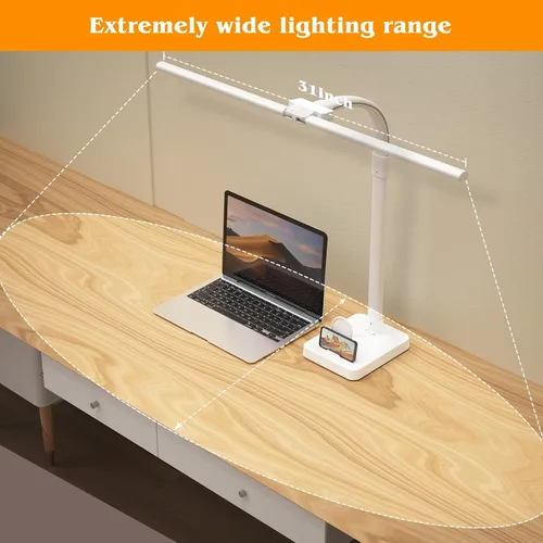 Miniatura 4 de AKRRYR Lámpara de escritorio LED para el hogar y la oficina, lámpara de 24 W brillante y para el cuidado de los ojos con base, luz de trabajo