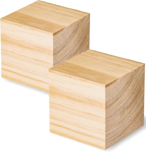 Miniatura 15 de Bloques de madera de 1 pulgada para manualidades, cubos de madera sin terminar, bloques de madera cuadrados en blanco natural, cubos de madera