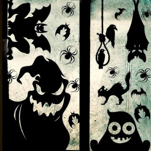 FOIMAS Adhesivo para ventana de Halloween, silueta de monstruo espeluznante gigante, calcomanías para ventana de casa embrujada, decoración del