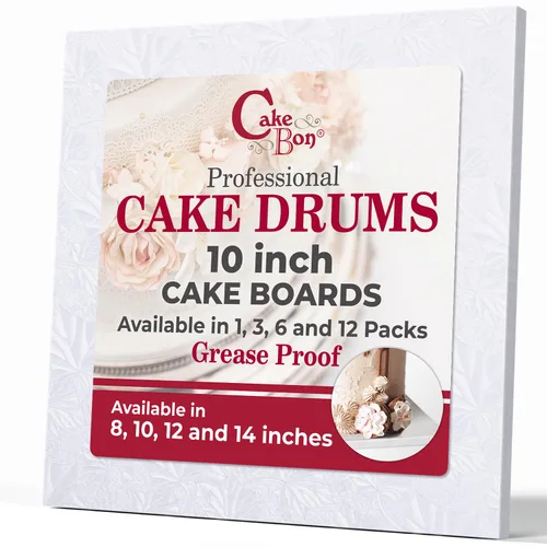 Miniatura 12 de Cakebon Tableros cuadrados para tartas, tambores resistentes de 1/2 pulgada de grosor, bordes envueltos profesionalmente de 8 pulgadas, color negro