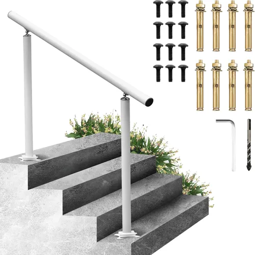 Miniatura 13 de VEVOR Kit de barandilla para escaleras al aire libre, pasamanos de 5 pies de 0 a 5 escalones, barandilla de aluminio negro de ángulo ajustable