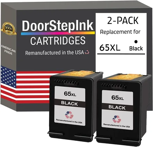 DoorStepInk Cartucho de tinta remanufacturado en Estados Unidos para HP 65XL 65 XL 2 negro N9K04AN muestra niveles de tinta para impresoras Envy