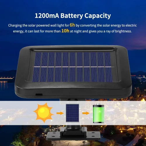 Miniatura 6 de Luz de pared de energía solar, luz con sensor de movimiento al aire libre, 56 LED, luz nocturna de seguridad, panel solar separable para patio
