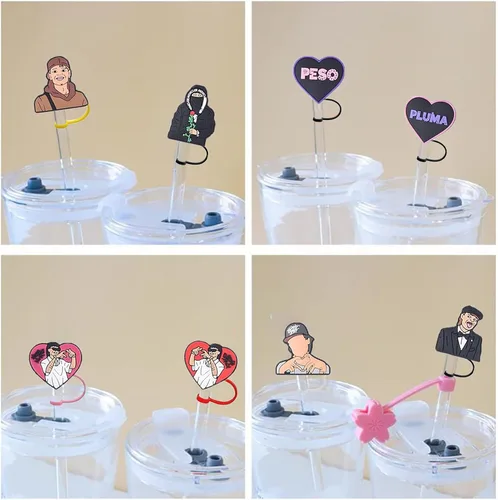 Miniatura 2 de Singer - 13 fundas de silicona con diseño de estrella para vasos – Pajitas reutilizables con bonitas puntas Peso cubierta de paja/13pcs