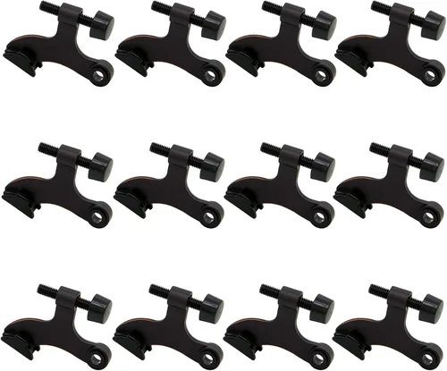 Miniatura 25 de Paquete de 12 topes de puerta negros con pasador de bisagra, tope de puerta con pasador de bisagra ajustable de alta resistencia con puntas de tope