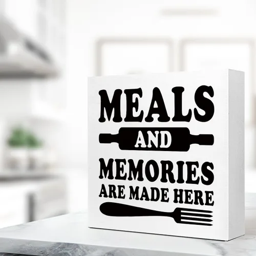 Miniatura 5 de LVQHI Meals and Memories are Made Here - Letrero decorativo para encimera de cocina, divertida caja de madera de granja para decoración del hogar