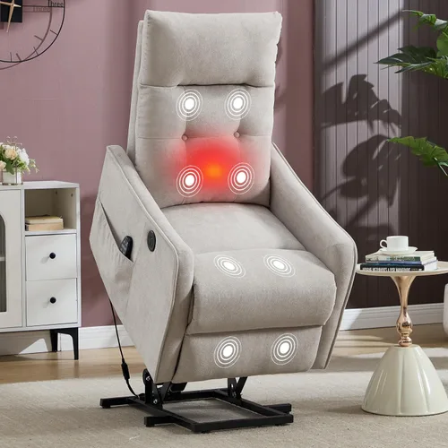 Miniatura 12 de Silla Reclinable con Elevación Eléctrica con Masaje de Vibración y Calor para Personas Mayores de Estatura Pequeña, Silla Elevadora Pequeña