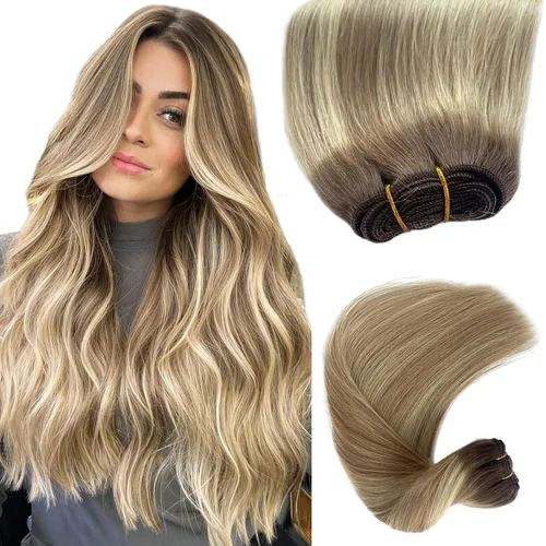 Miniatura 23 de Extensiones de cabello con clip sin costuras de cabello humano real, extensiones de cabello natural negro real con clip 7 piezas 100 g 36 cm