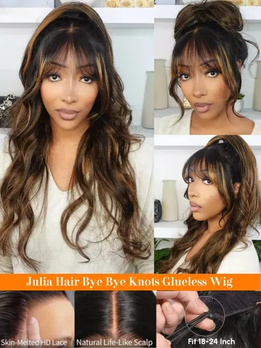 Miniatura 9 de Julia Hair Pre Everything - Pelucas de cabello humano con encaje frontal HD de 13x4, sin pegamento, pre despuntadas, pre cortadas, balayage