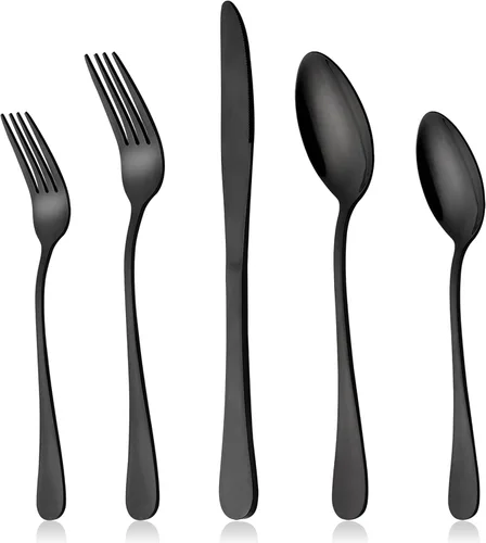 Miniatura 12 de LIANYU, juego de 20 piezas de cubiertos de acero inoxidable, para 4, incluye cuchillo, tenedor y cuchara, pulido al espejo, apto para lavavajillas