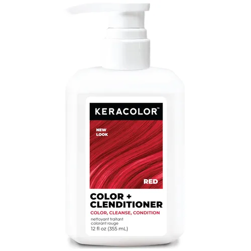Keracolor Color + Clenditioner 3-in-1 Color-Depositing Conditioner, Gently Cleanses & Conditions, Semi-Permanent Hair Color, 23 Shades, 12 Fl Oz Rojo