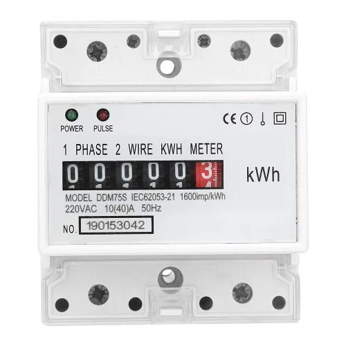Medidor eléctrico, KWh Meter, Monofásico 4P LED DIN-Rail Electricidad Consumo de Energía Wattmeter Medidor de Energía, 10-40A