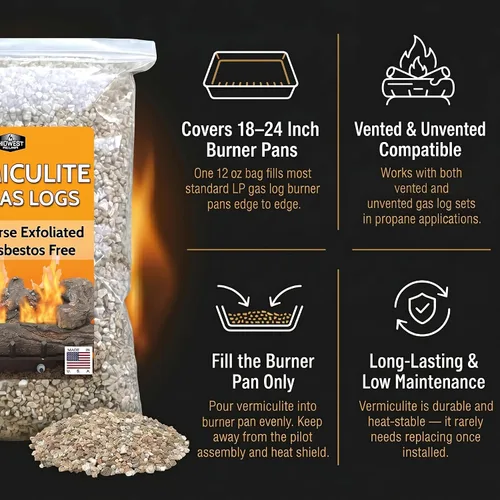 Miniatura 2 de Midwest Hearth Gránulos de vermiculita para chimeneas de gas - Bolsa de 12 oz