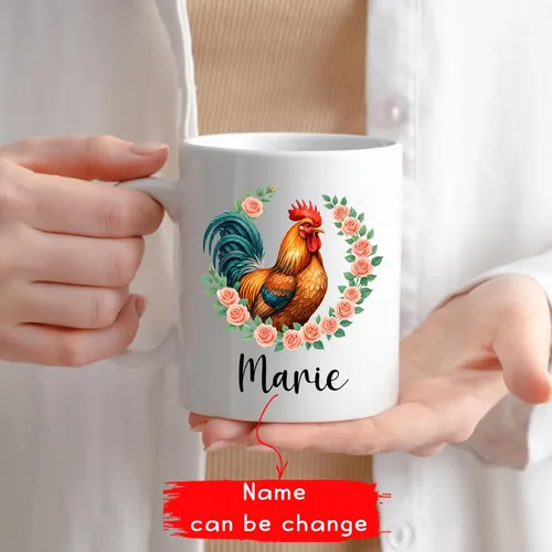 Miniatura 2 de Taza personalizada con texto en inglés "Just A Girl Who Loves Chick", tazas de cerámica con nombre personalizado para amantes del pollo, regalos