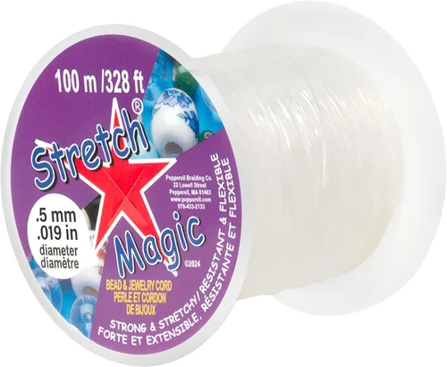 Miniatura 14 de Cordón elástico para cuentas Stretch Magic – Color negro, 0.6mm de diámetro, 100 metros (328 pies) - Fácil de anudar, cuerda fuerte y elástica