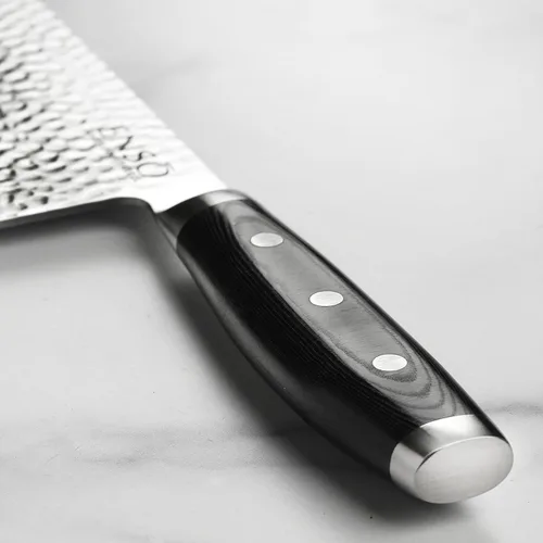 Miniatura 4 de Enso Cuchillo de chef chino de acero inoxidable de Damasco martillado VG10 de 7 pulgadas, fabricado en Japón