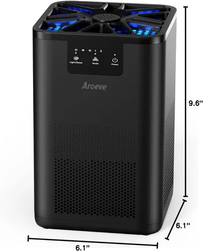 Miniatura 8 de AROEVE Purificadores de aire para dormitorio, purificador de aire con función de aromaterapia para humo de mascotas, polen, caspa, pelo, olor, Negro