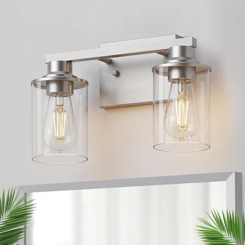 Miniatura 41 de DORESshop Lámparas de baño, 3 luces negras y doradas para baño sobre espejo con pantalla de vidrio transparente, luces de tocador para baño, Negro
