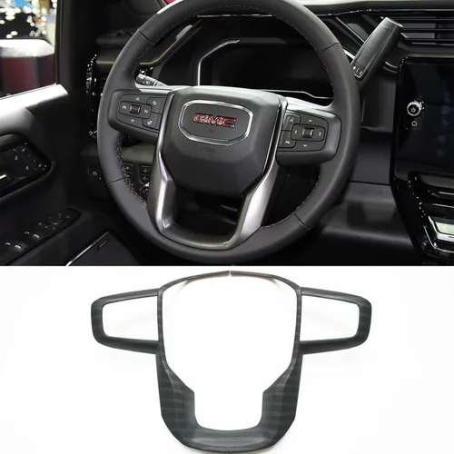 Miniatura 7 de ZiWen Nueva Funda de Volante con Moldura de Impresión de Fibra de Carbono para GMC Sierra 1500 2500HD 3500HD 2020 2021 2022 2023 2024 2025 Yukon XL