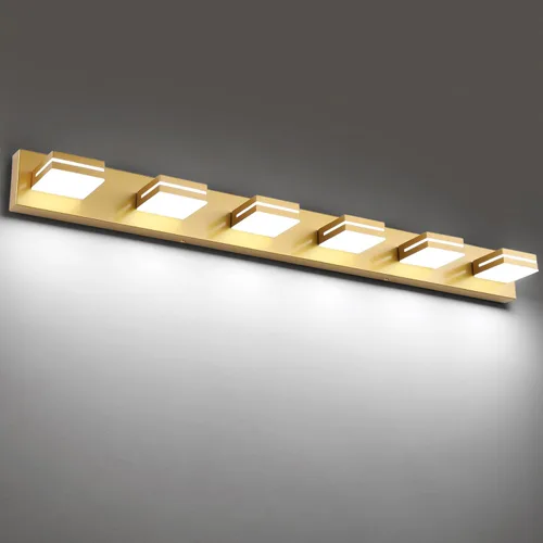 Miniatura 64 de SineRise - Lámpara LED para tocador de baño - Moderna lámpara de acrílico con acabado cromado para iluminación de pared sobre el espejo - 2 luces